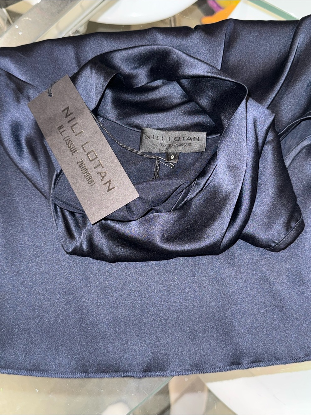 Nili Lotan :Alex top 
100% silk charmeuse Navy - Picture 7 of 7